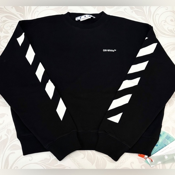Off White Logo-Print Cotton-Jersey Sweatshirt M&L - Picture 2 of 12